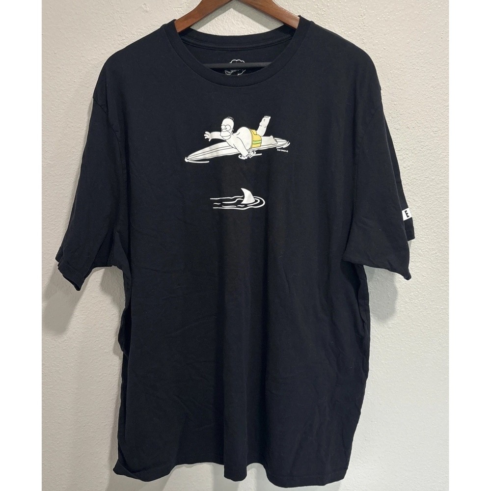 NEFF THE SIMPSONS Homer Simpson Surfboard Black Shirt (2XL) RARE! Universal Bart